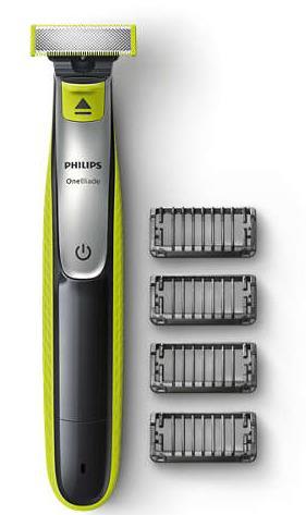 Aparat hibrid de barbierit si tuns barba Philips OneBlade QP2530/20, 4 piepteni (Negru/Verde)