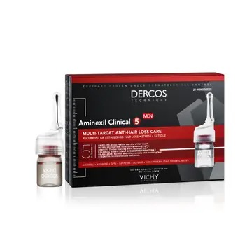 Tratament fiole impotriva caderii parului pentru barbati Aminexil Clinical 5, 21x6 ml, Dercos